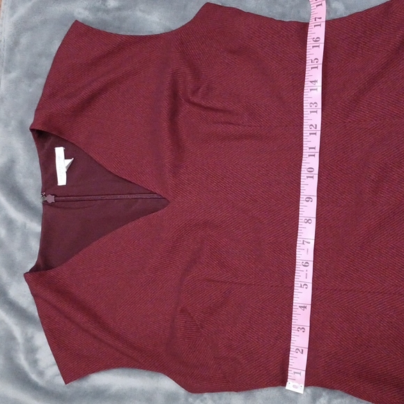 New York & Com Women Stretch Pencil Dress Herringbone Pattern 12 Red Burgundy. - Picture 8 of 13